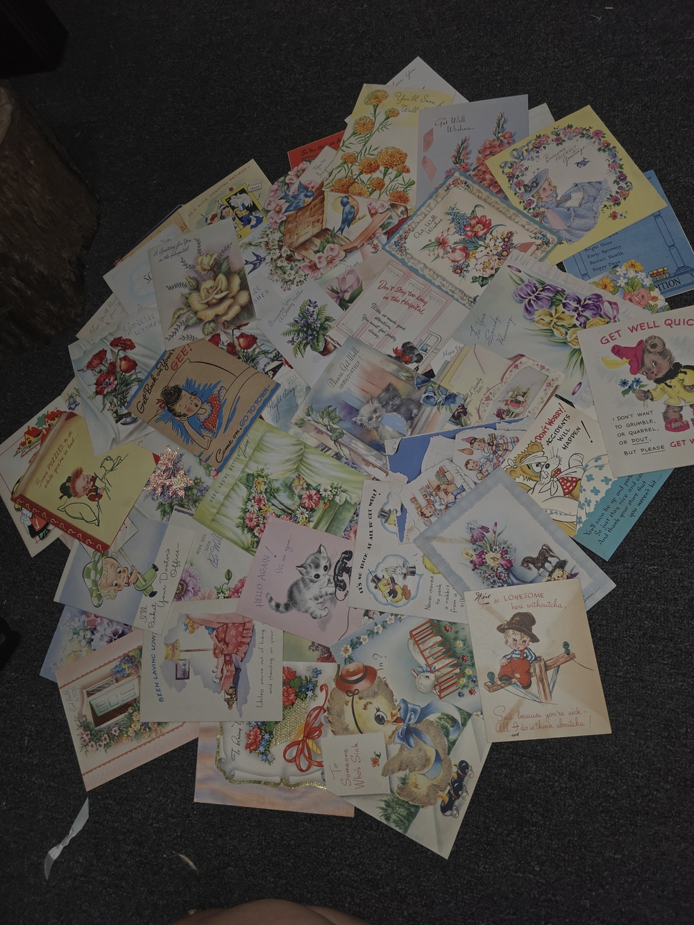 Vintage Mixed Lot of 56 1940s Greeting Cards Get Well Ephemera